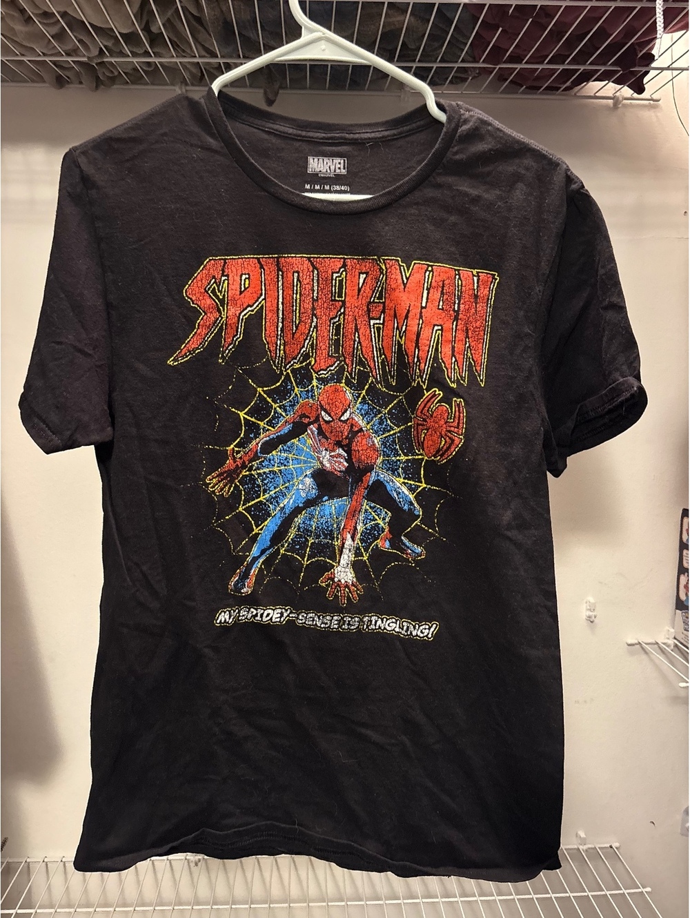 Marvel Spider-Man Graphic T-Shirt Medium Black Cotton